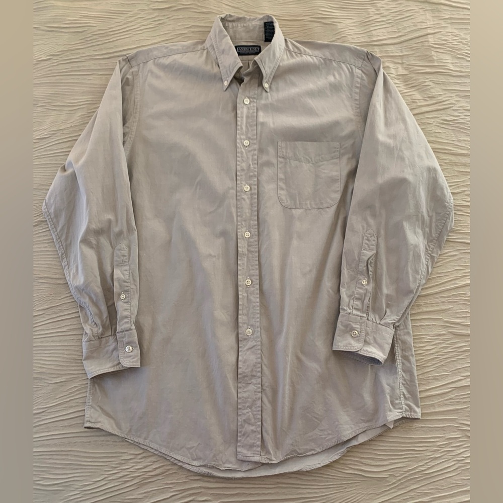 Vintage 90s Lands End Made in USA Pinpoint Oxford button down shirt, sz. 15.5x33
